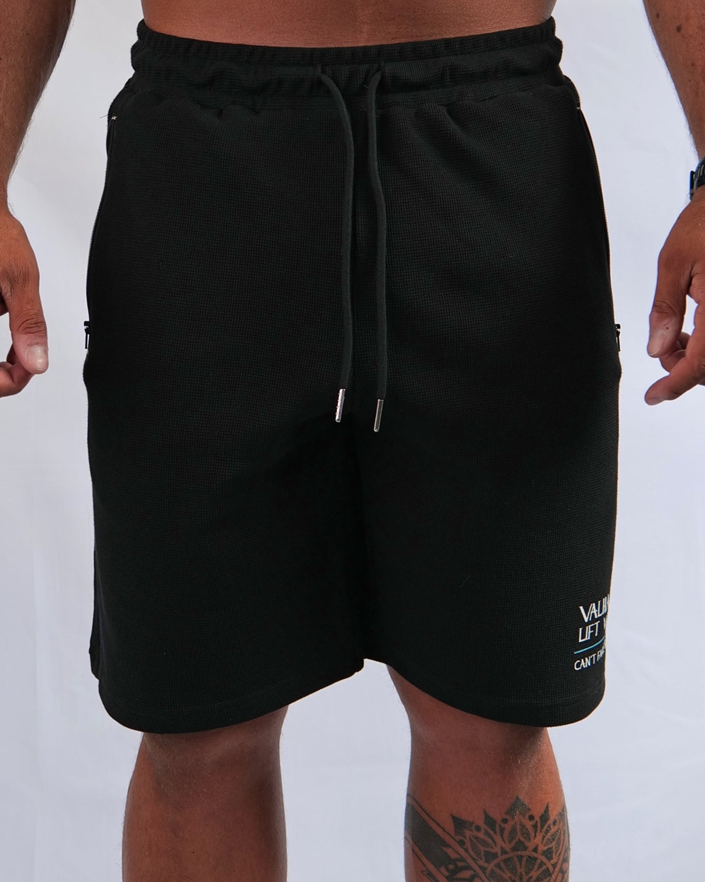 Black Waffle Knit Shorts