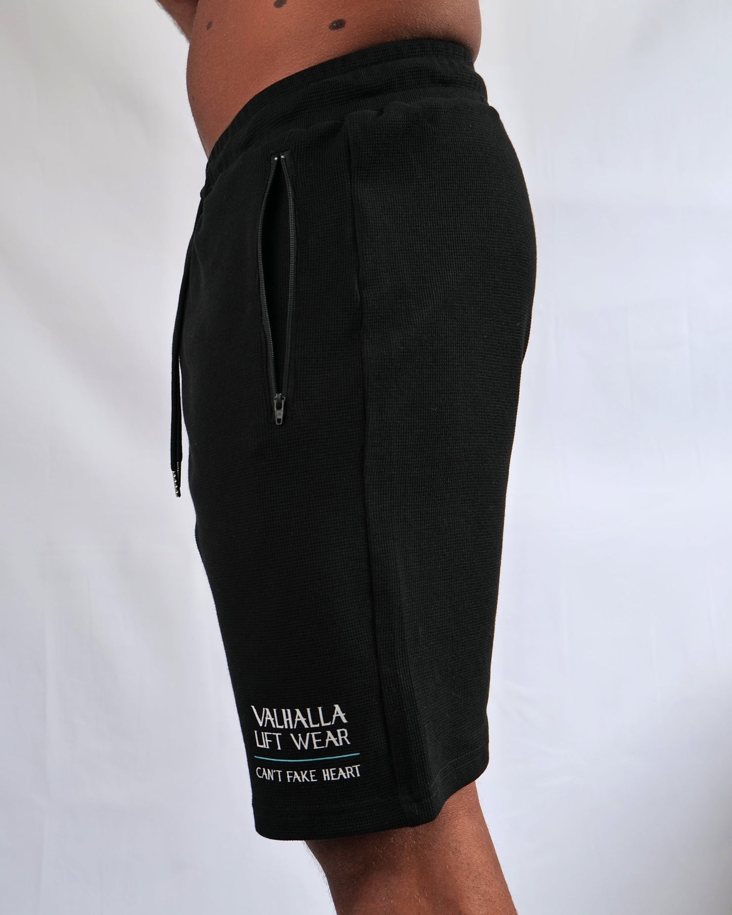 Black Waffle Knit Shorts