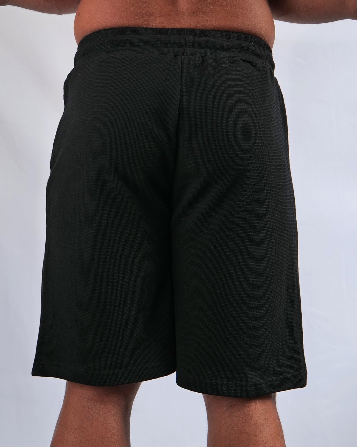 Black Waffle Knit Shorts