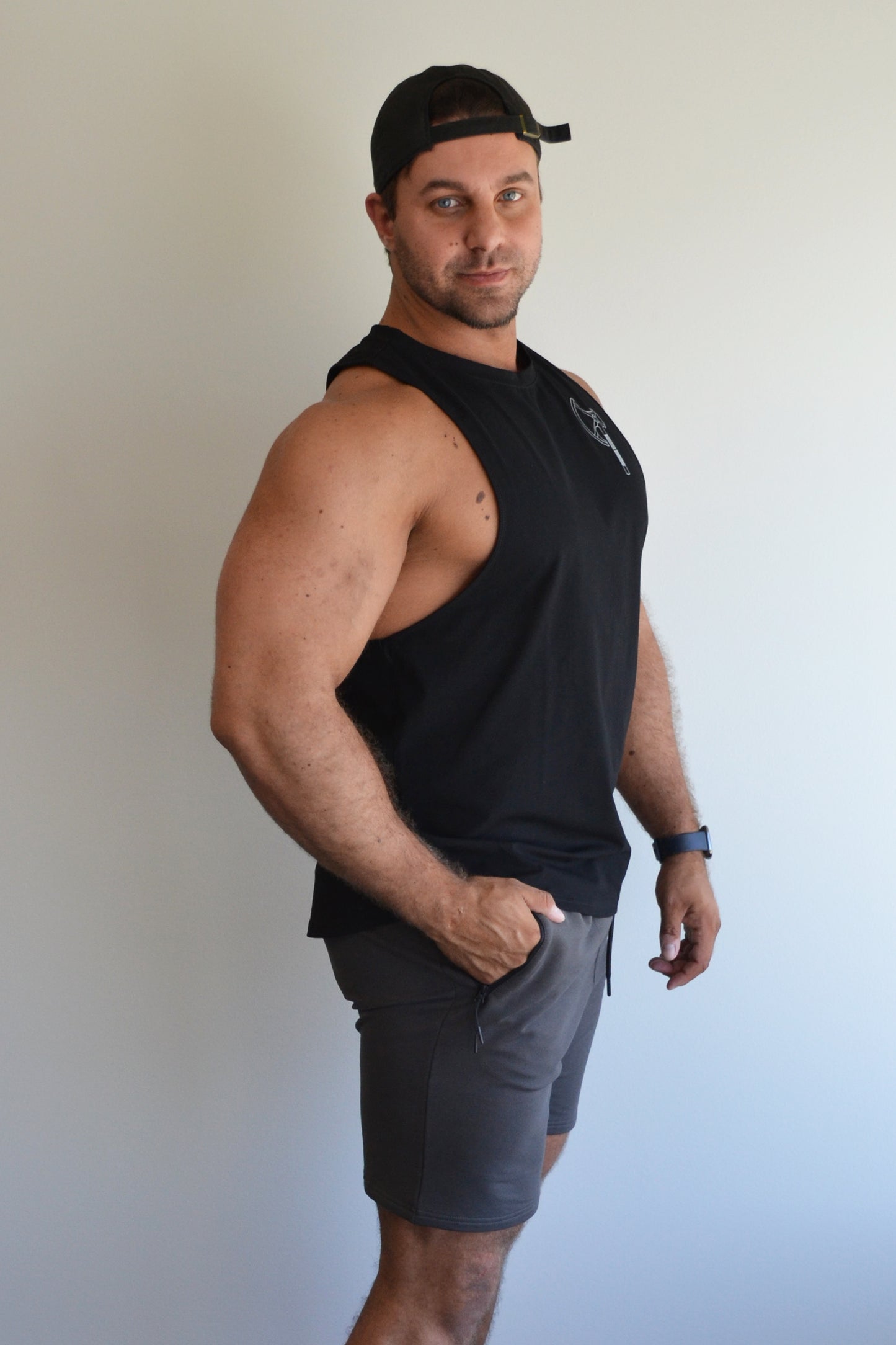 Black Crew Neck T-Back Vest