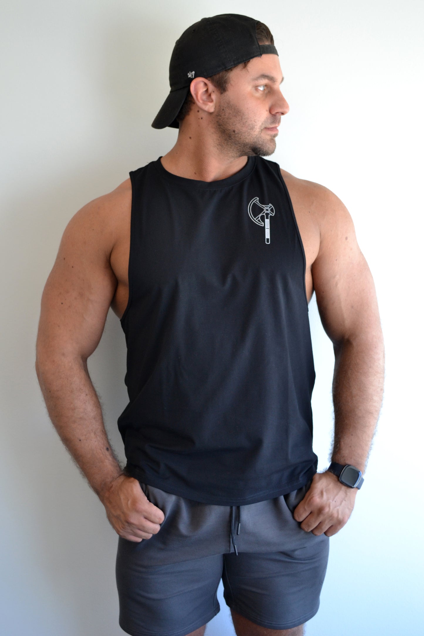 Black Crew Neck T-Back Vest