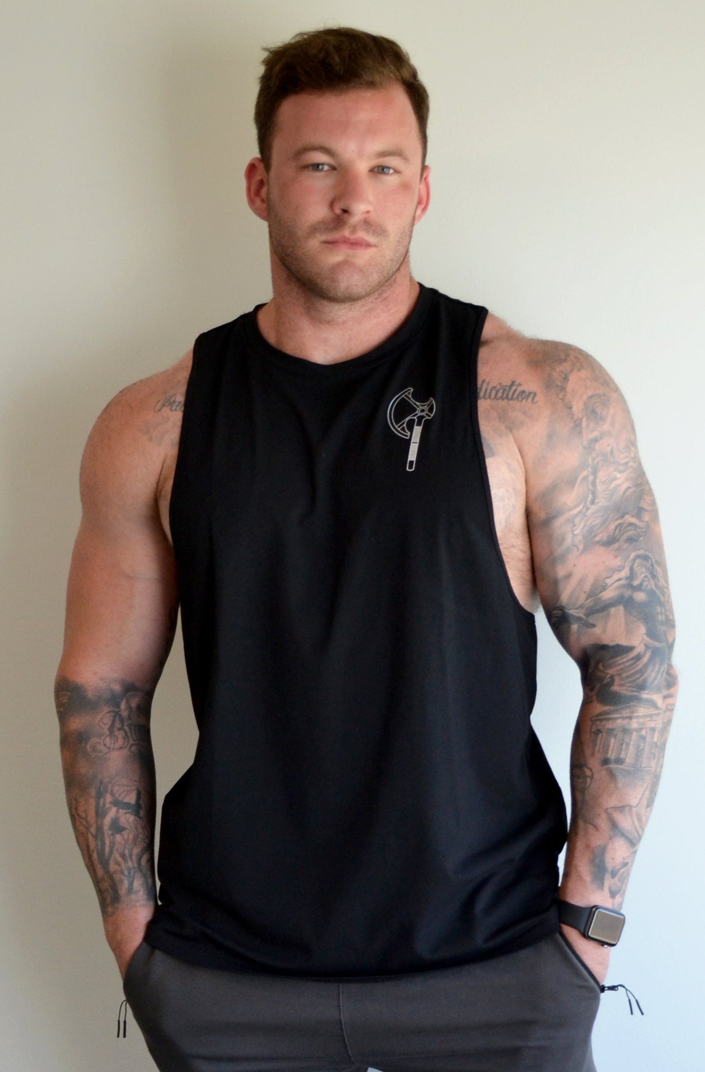 Black Crew Neck T-Back Vest