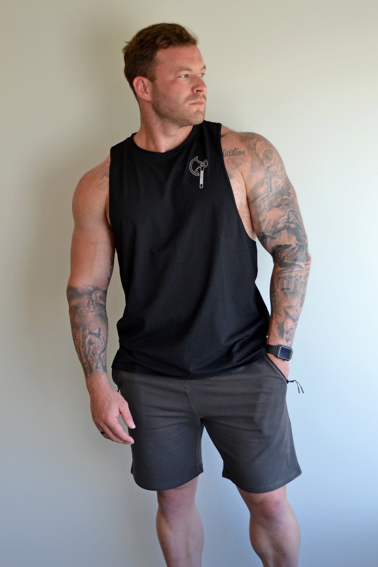 Black Crew Neck T-Back Vest