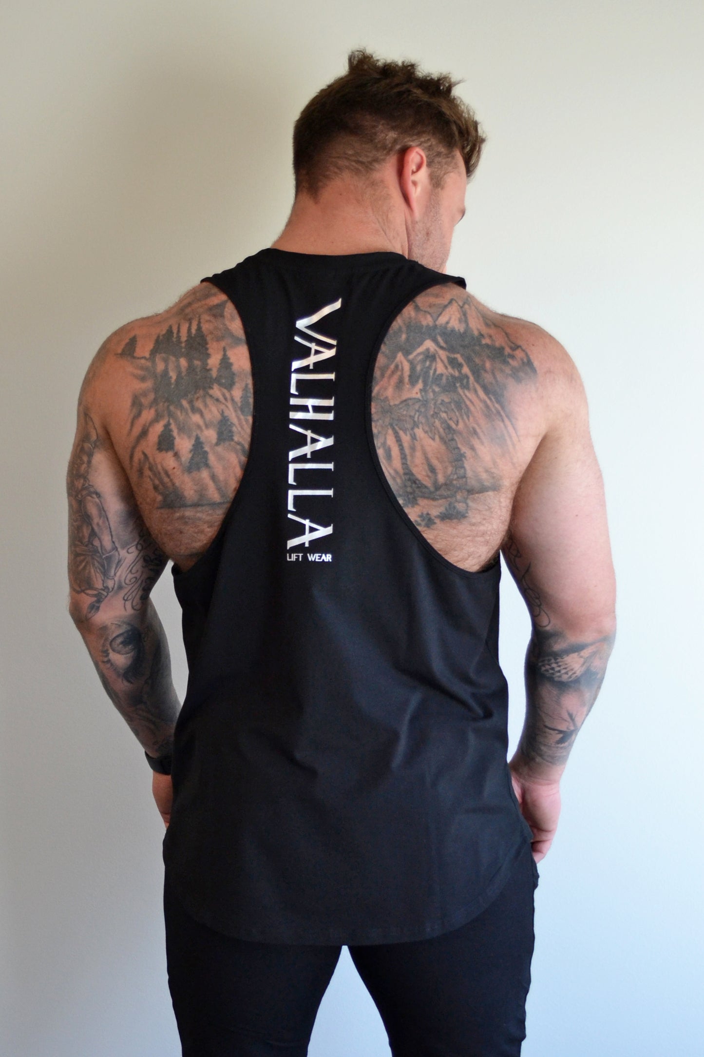 Black Crew Neck T-Back Vest