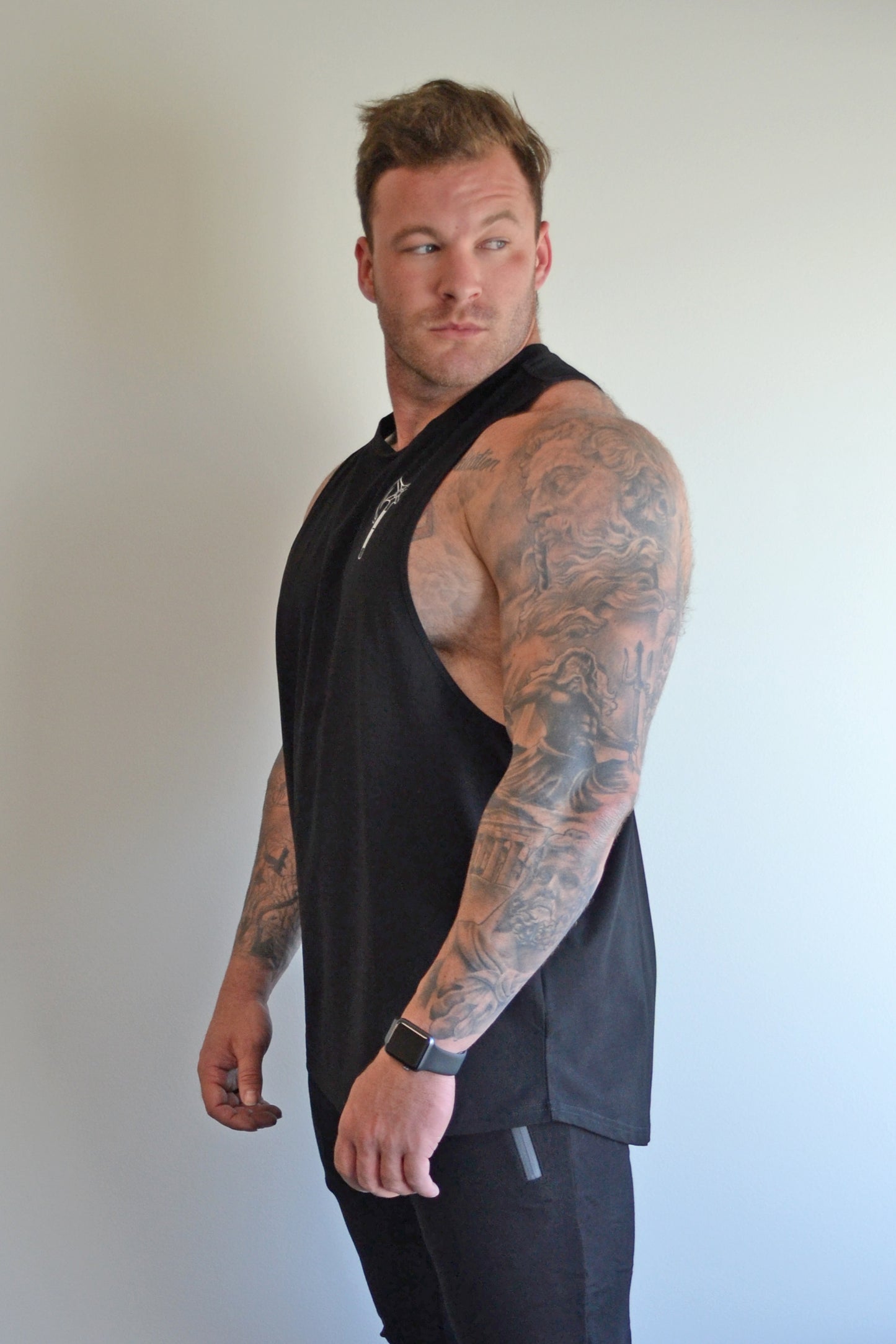 Black Crew Neck T-Back Vest