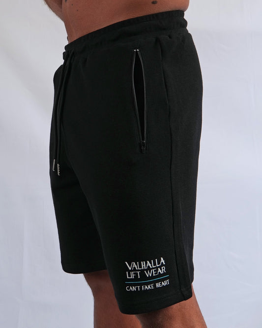 Black Waffle Knit Shorts